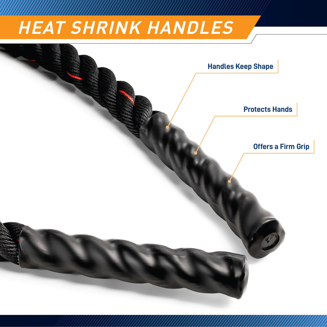12 M (40 ft) Battle Ropes 38mm (1.5 Inch) Diamater Heavy Exercise Rope | ProIron PRO-ZS01-2