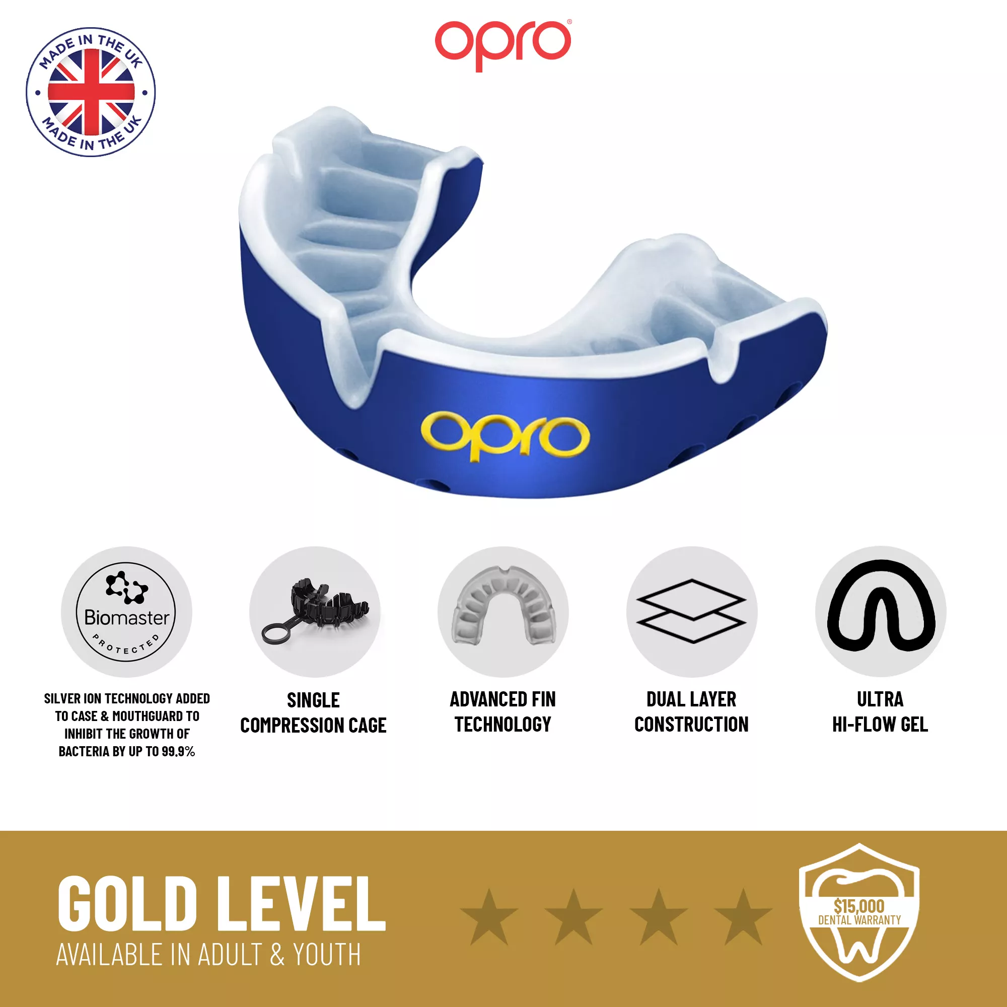 Sports Mouth Guard For Combat Sports, High Impact Sports, and more - Adult Size - Opro by Marcy - Multiple Colors