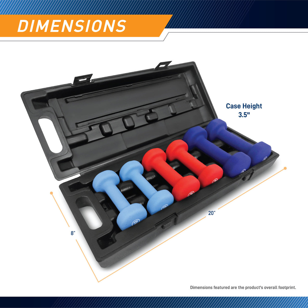 3-Pair Neoprene Dumbbell Set with Case | Marcy NDS-21.1