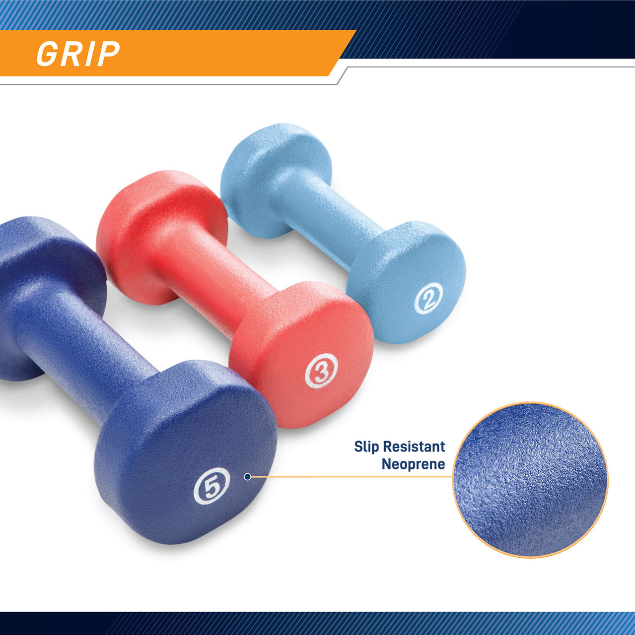 3-Pair Neoprene Dumbbell Set with Case | Marcy NDS-21.1