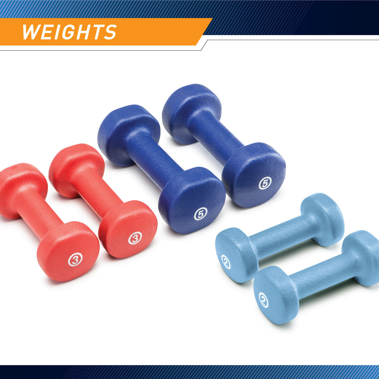 3-Pair Neoprene Dumbbell Set with Case | Marcy NDS-21.1