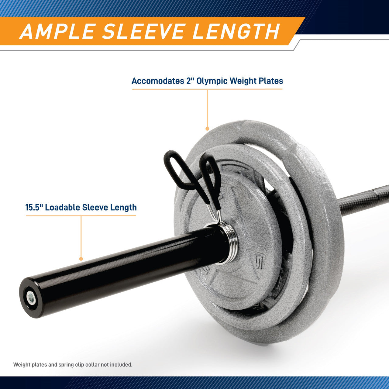 7ft Olympic Barbell 30lbs with 15.5 inch Loadable Sleeves | Marcy TRB-84
