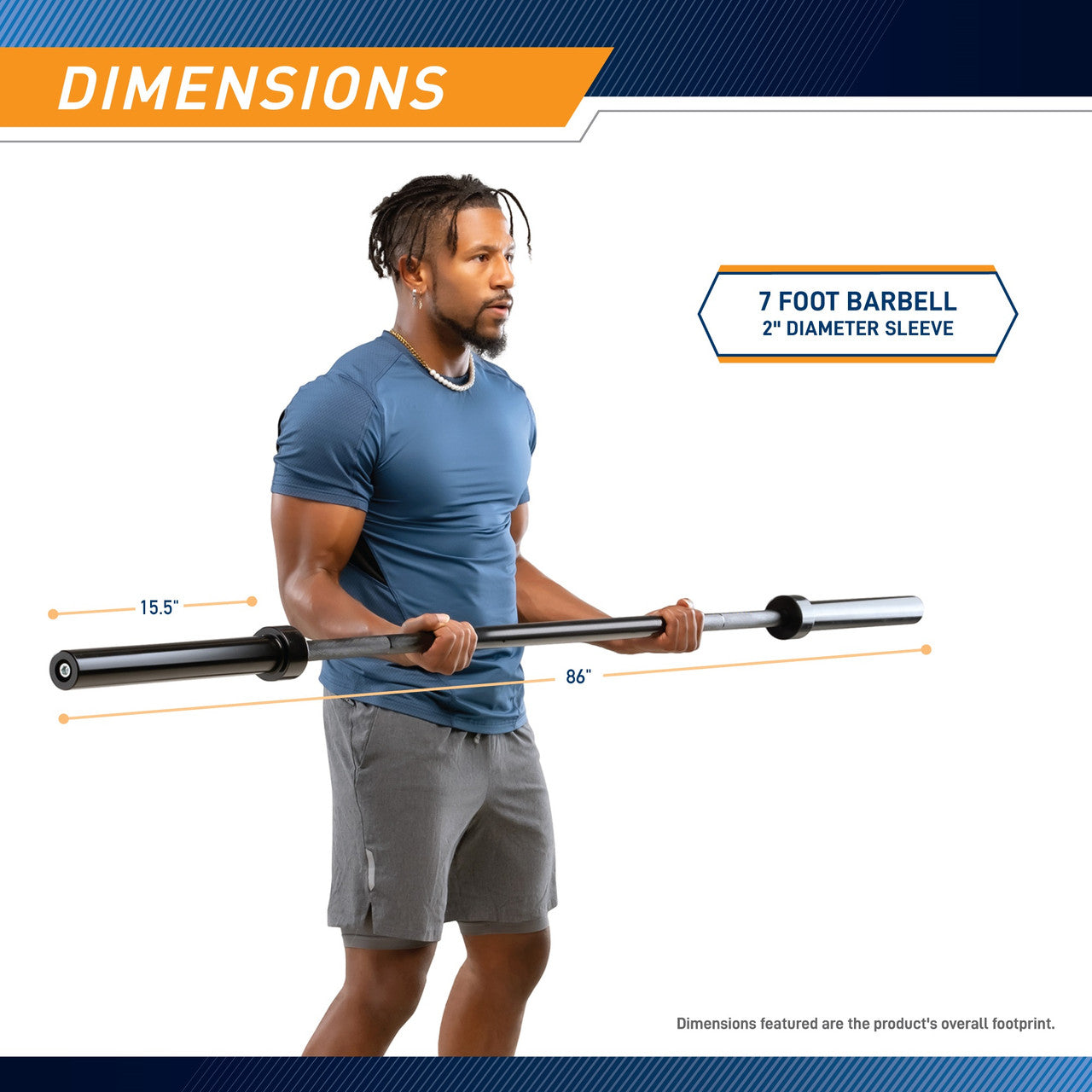7ft Olympic Barbell 30lbs with 15.5 inch Loadable Sleeves | Marcy TRB-84
