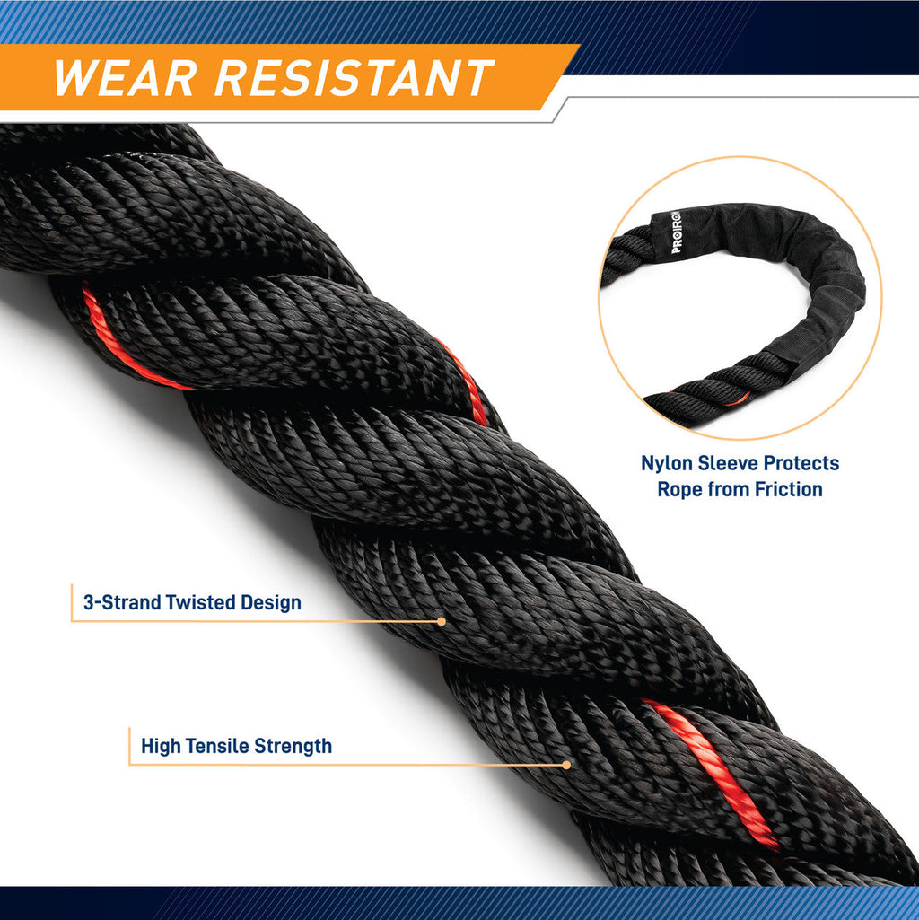 9 M (30 ft) Battle Ropes 38mm (1.5 Inch) Diamater Heavy Exercise Rope | ProIron PRO-ZS01-1