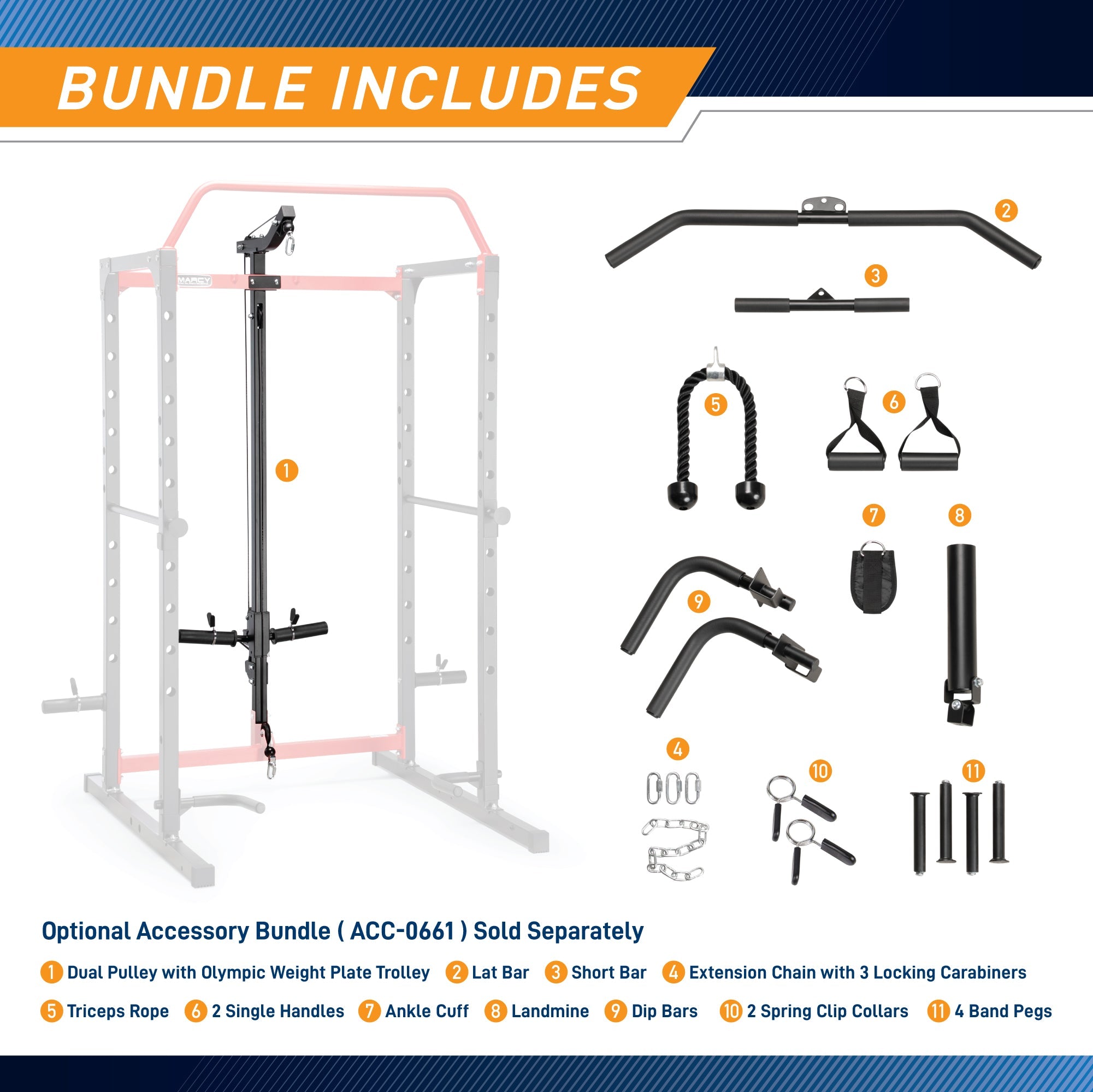 Marcy Power Cage Accessories Bundle ONLY for SM-0562 | ACC-0661