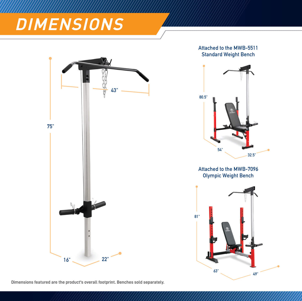 Lat Tower - accessory for MWB-5511 and MWB-7096 | ACC-8048LT