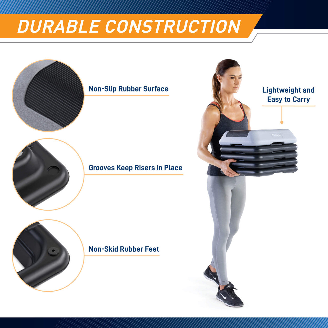 Adjustable Aerobic Step Platform with 4 Risers in multiple Colors - Circuit Fitness