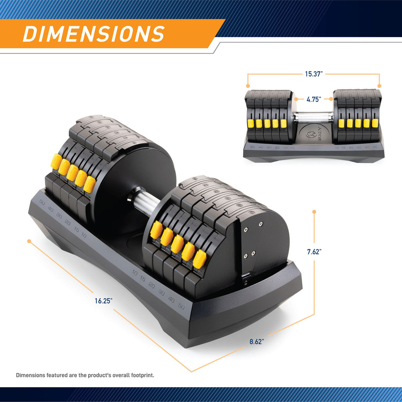 Adjustable Dumbbell System 6 Dumbbells-in-1 up to 50lbs ADDB-6198 | Marcy