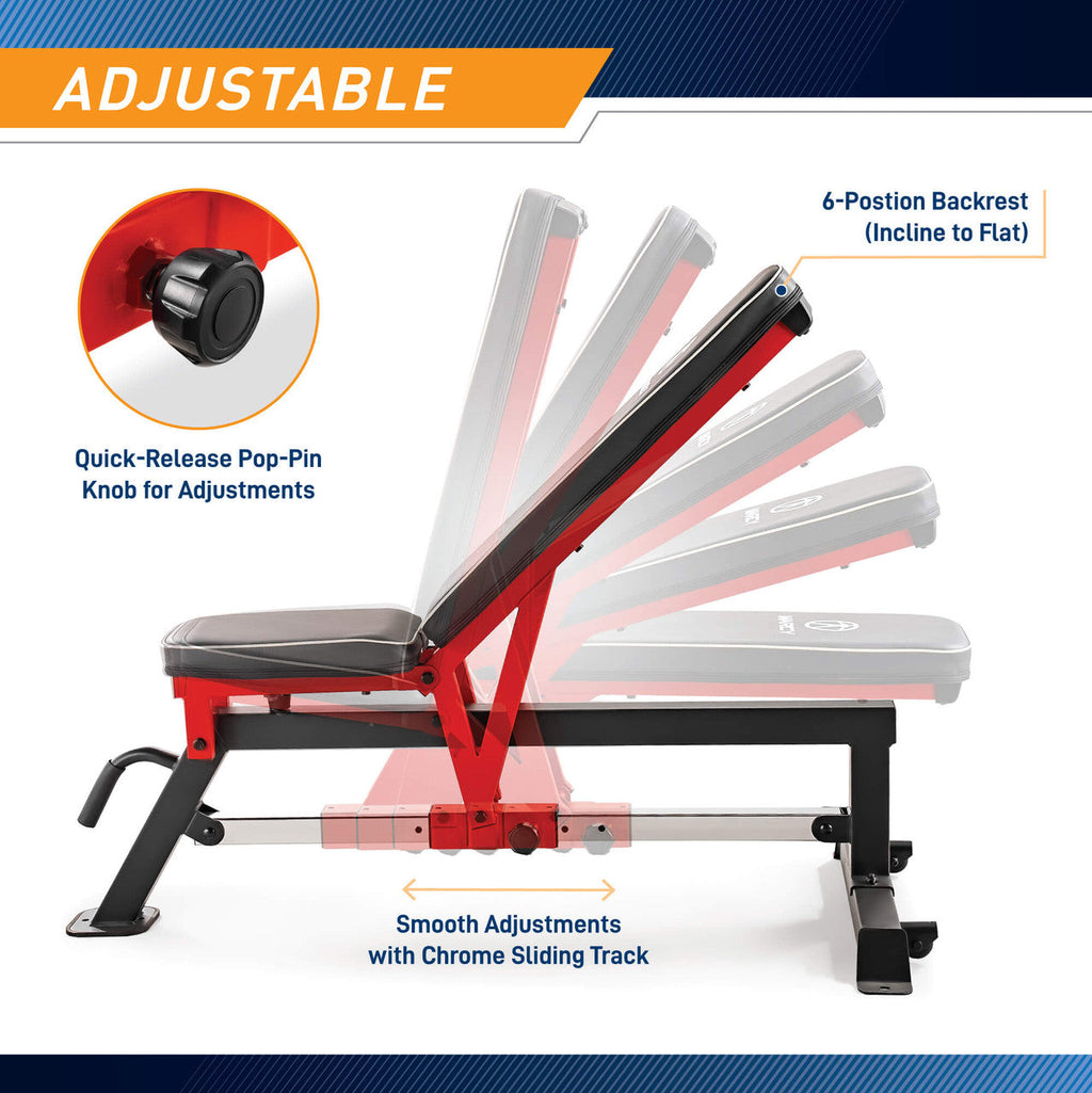 Adjustable Utility Bench with Chrome Sliding Track SB-5429 | Marcy