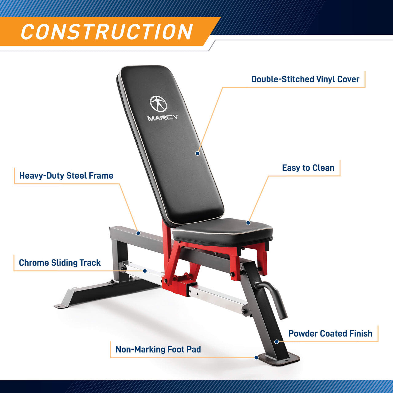 Adjustable Utility Bench with Chrome Sliding Track SB-5429 | Marcy