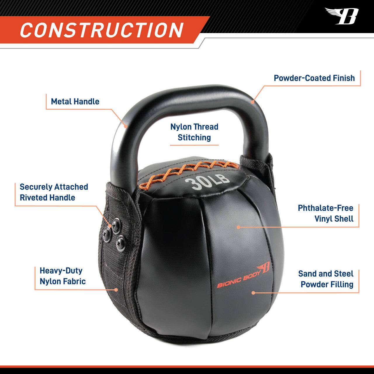 Bionic Body 30lb Soft Kettlebell | BBKB-30