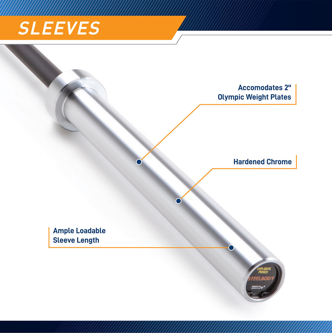 Black Chrome 45lb Olympic Barbell | SteelBody STB-1606BKC