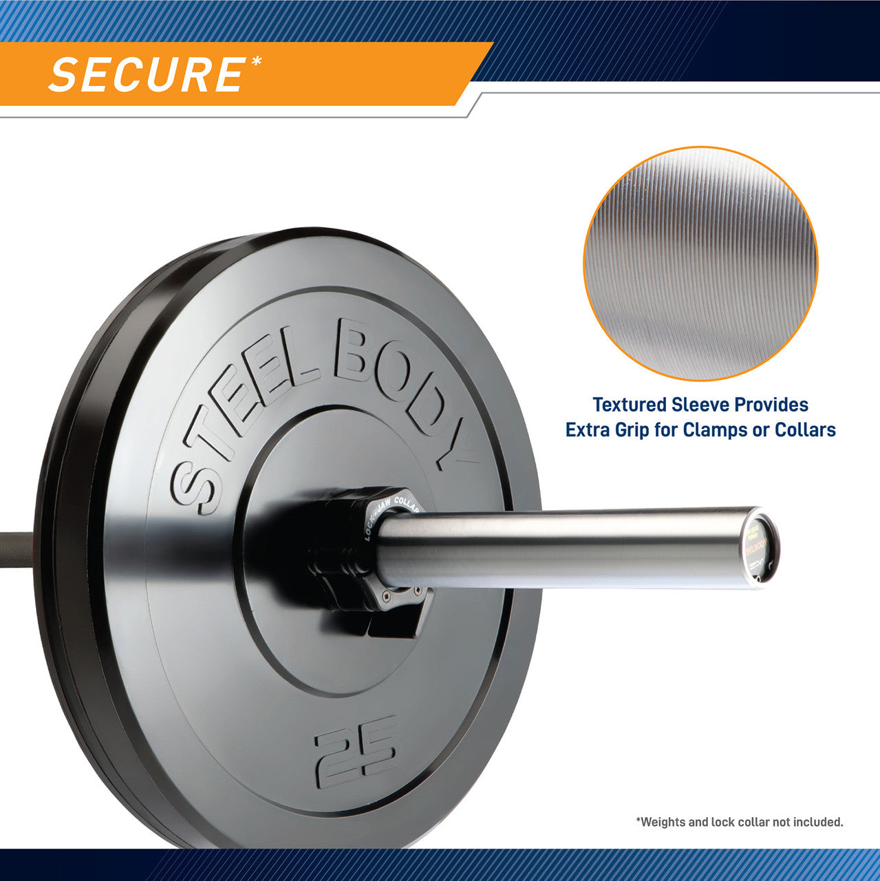 Black Chrome 45lb Olympic Barbell | SteelBody STB-1606BKC
