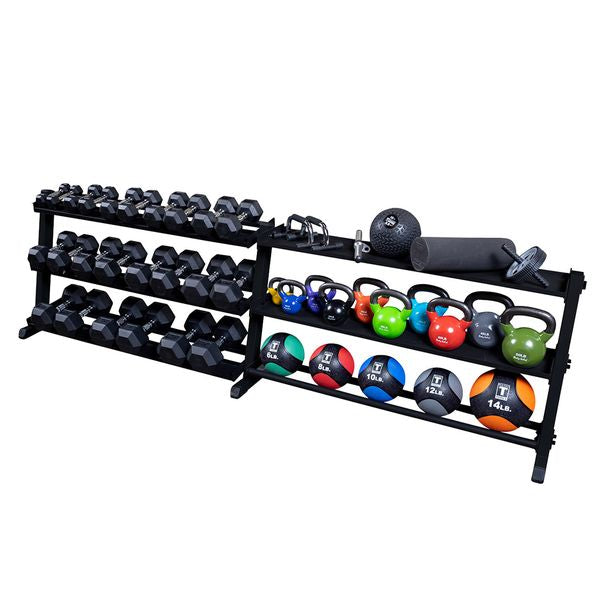 5-50lb Dumbbell Set With Bench + (5) Kettlebells - Free Weight Start Package