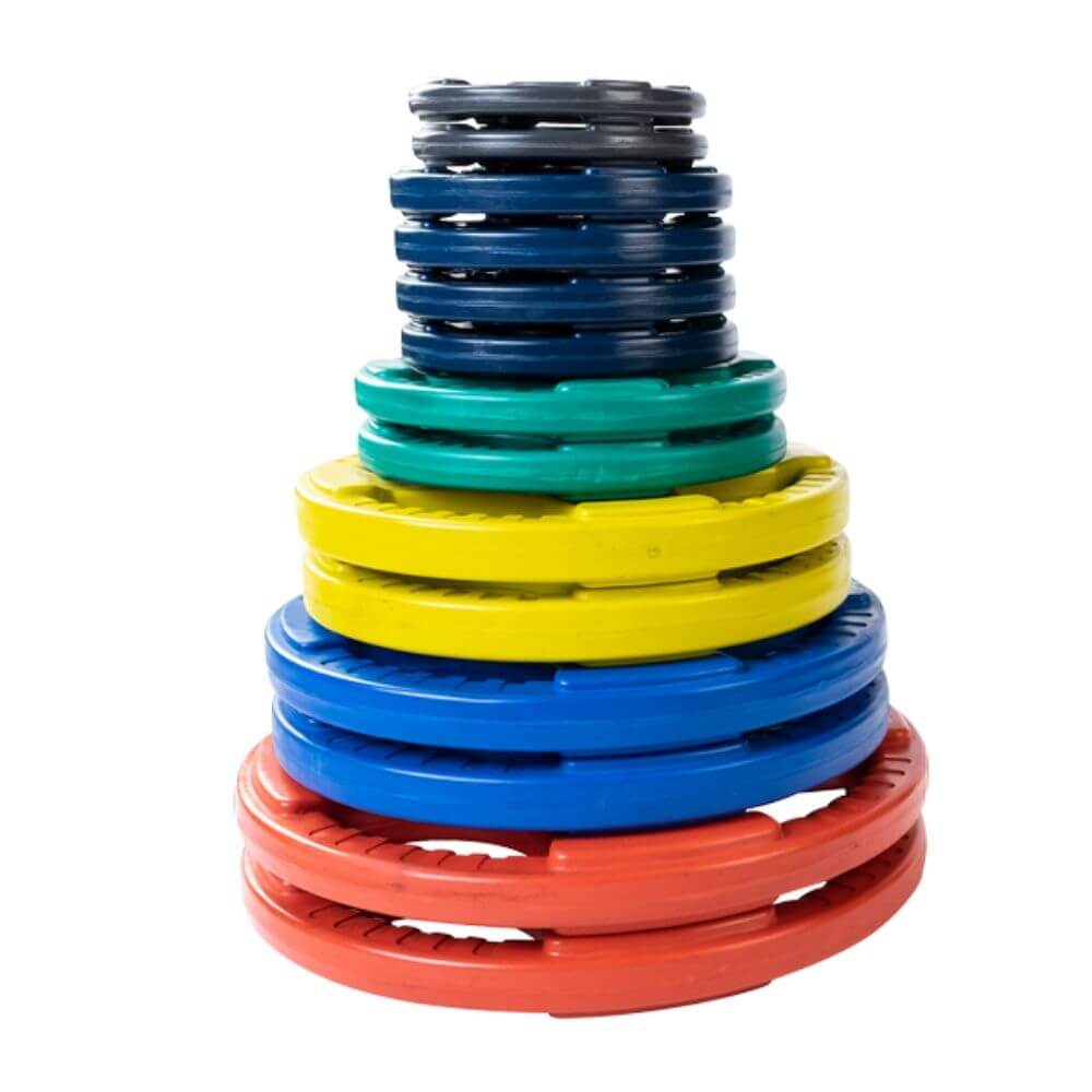 Body-Solid Colored Rubber Grip Plate & Barbell Set ORC