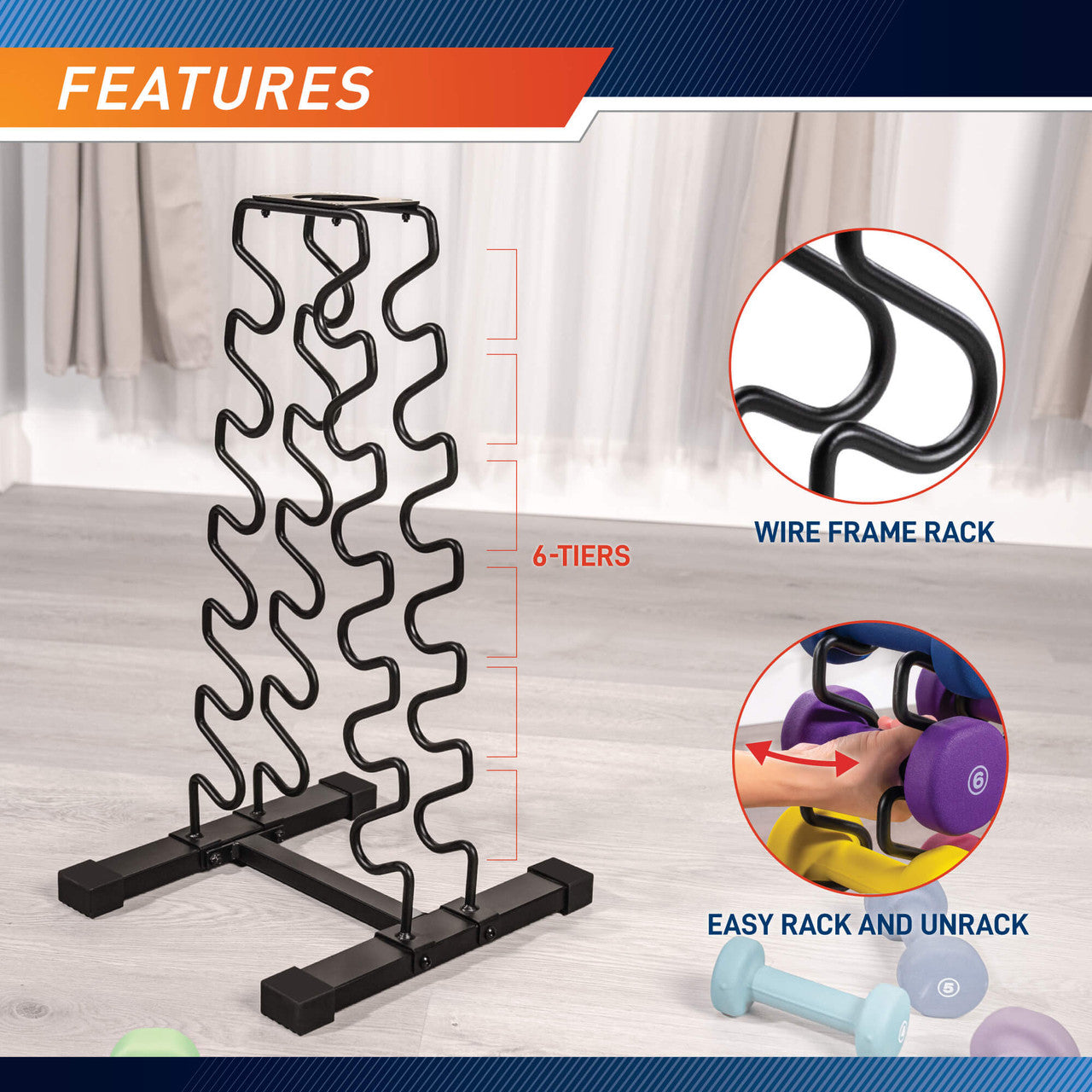 Marcy 6-Tier Dumbbell Storage Rack | DBR-8352