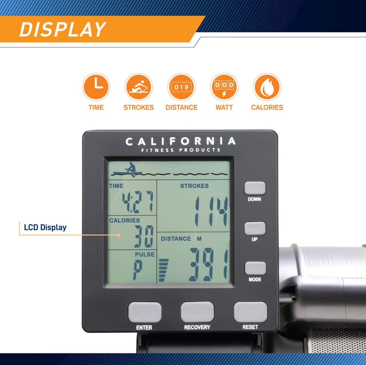 Deluxe Rowing Machine with Adjustable Air Resistance - NS-7874RW | California Fitness Products
