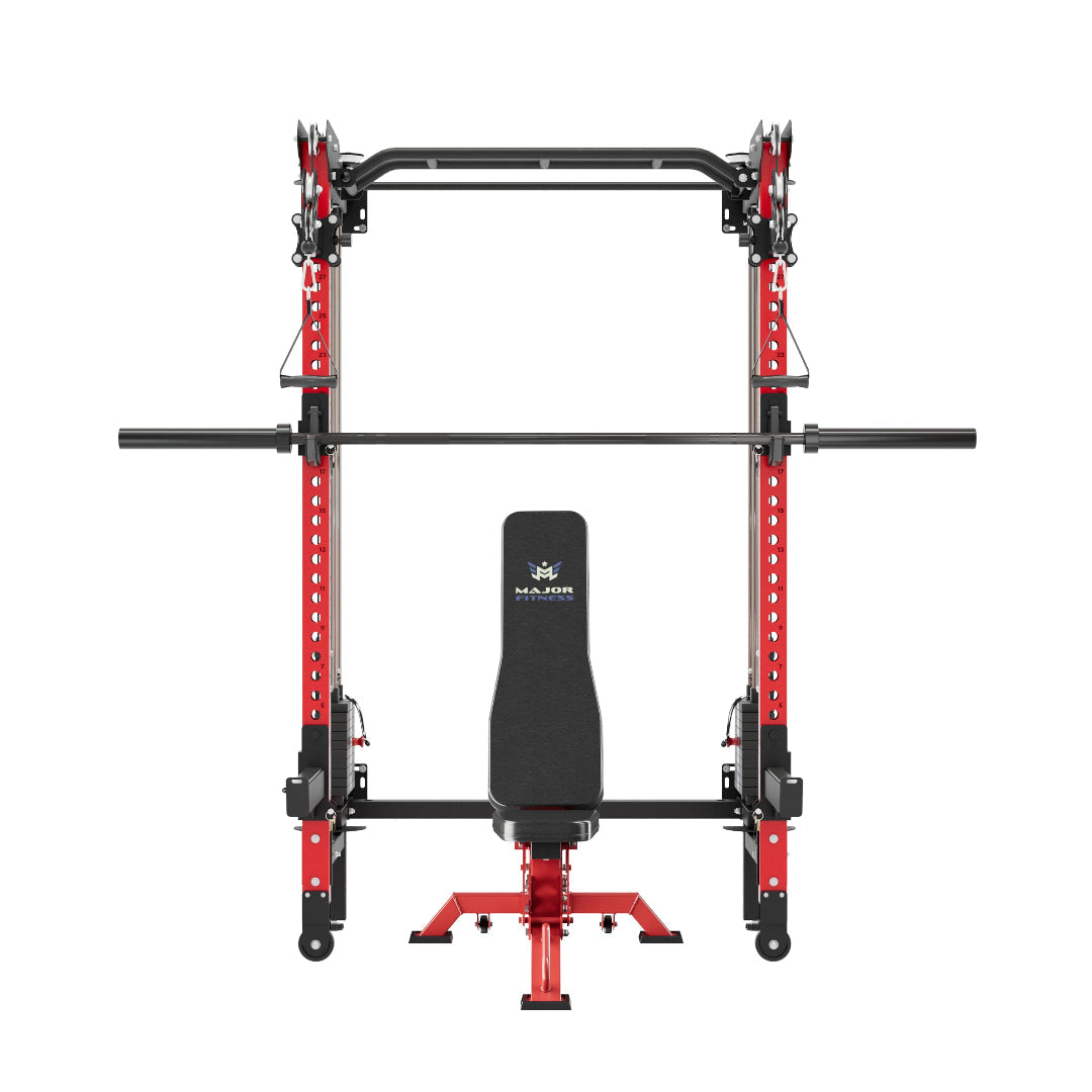 F35 Pro Red With Bench and Barbell