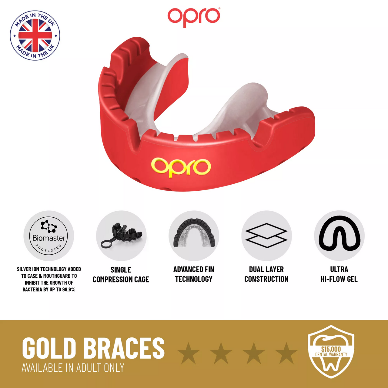 Sports Mouth guard with Braces Bumper - Adult & Youth Sizes - Opro by Marcy - Multiple Colors