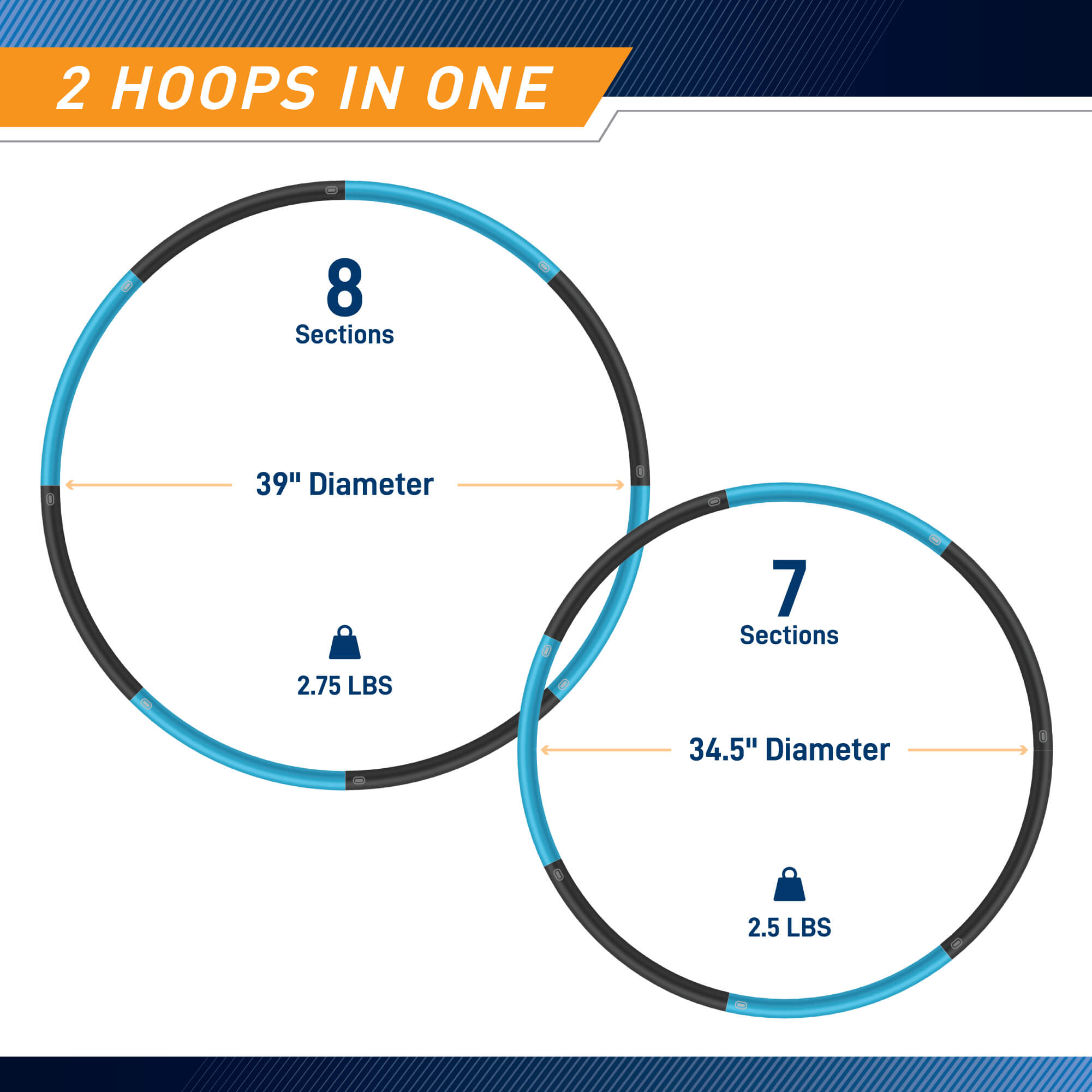 Weighted Hula Hoop –Blue/Black| HH-0319-BB