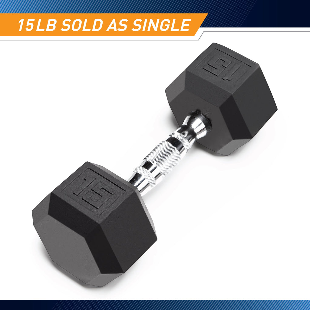 Marcy 15lb Rubber Hex Dumbbell | IBRH-015