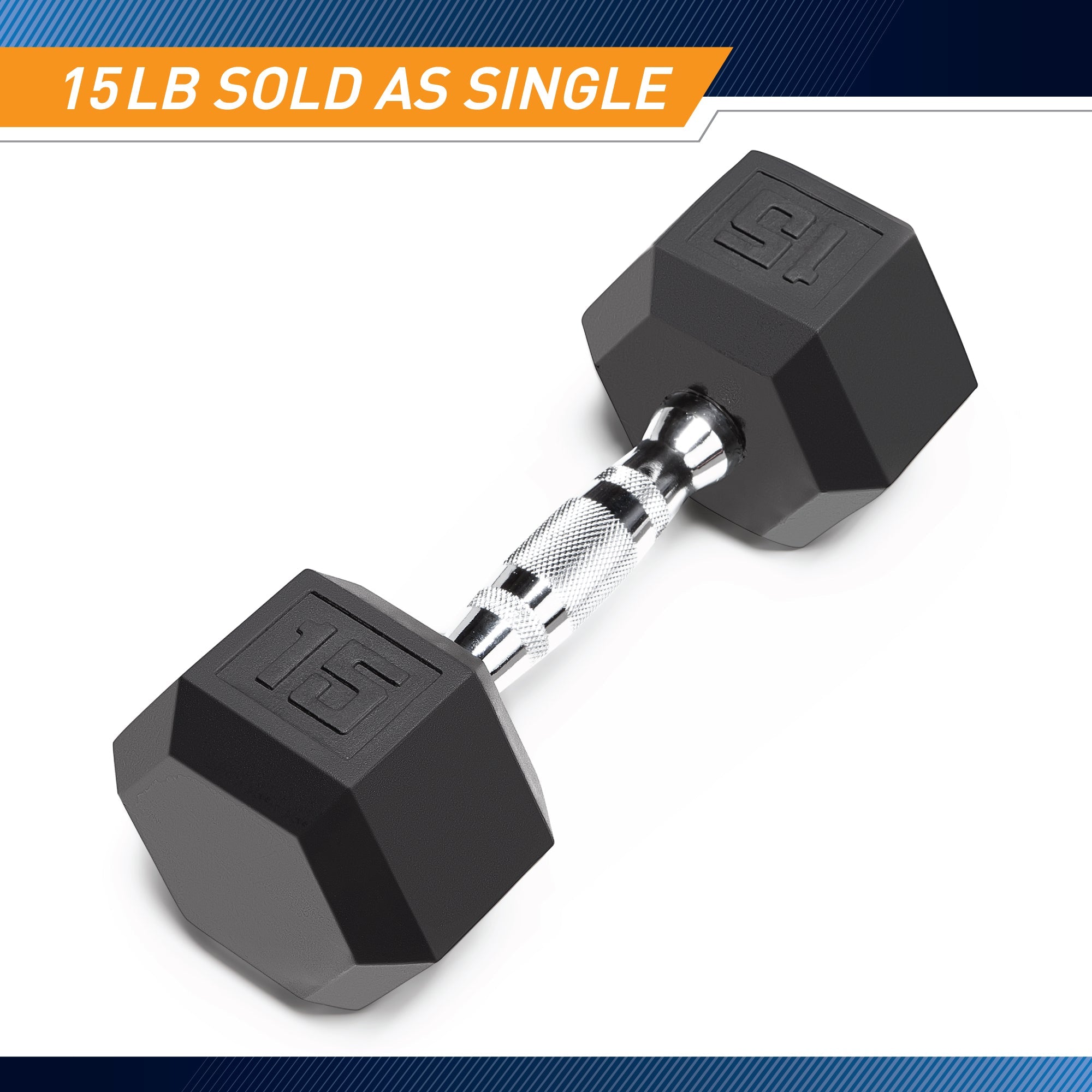 Marcy 15lb Rubber Hex Dumbbell | IBRH-015