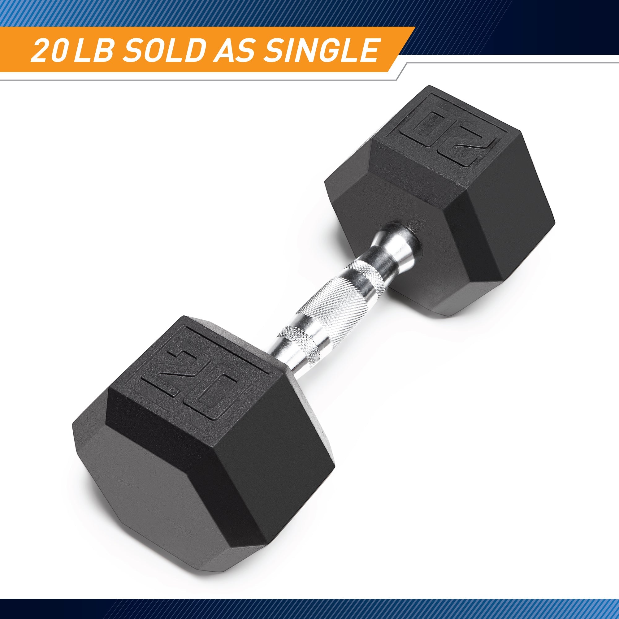 Marcy 20lb Rubber Hex Dumbbell | IBRH-020