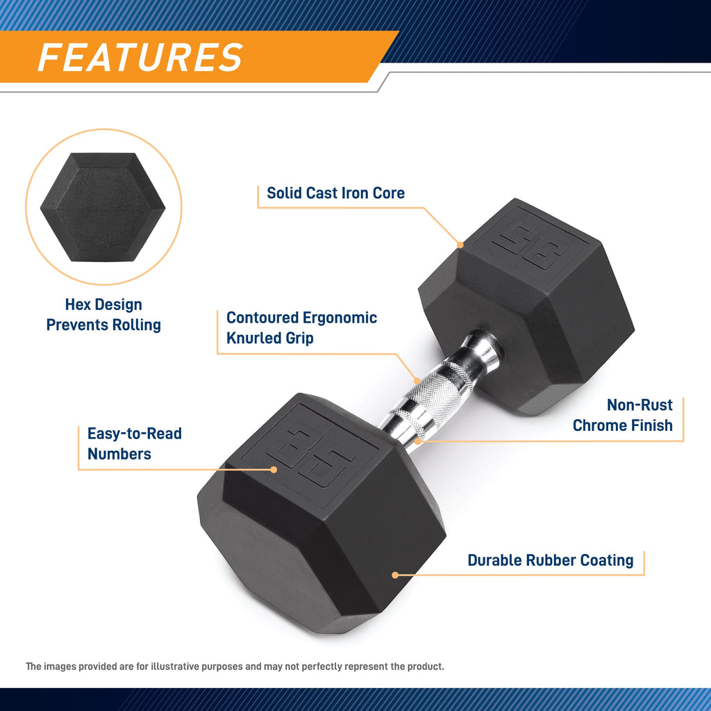 Marcy 35lb Rubber Hex Dumbbell | IBRH-035