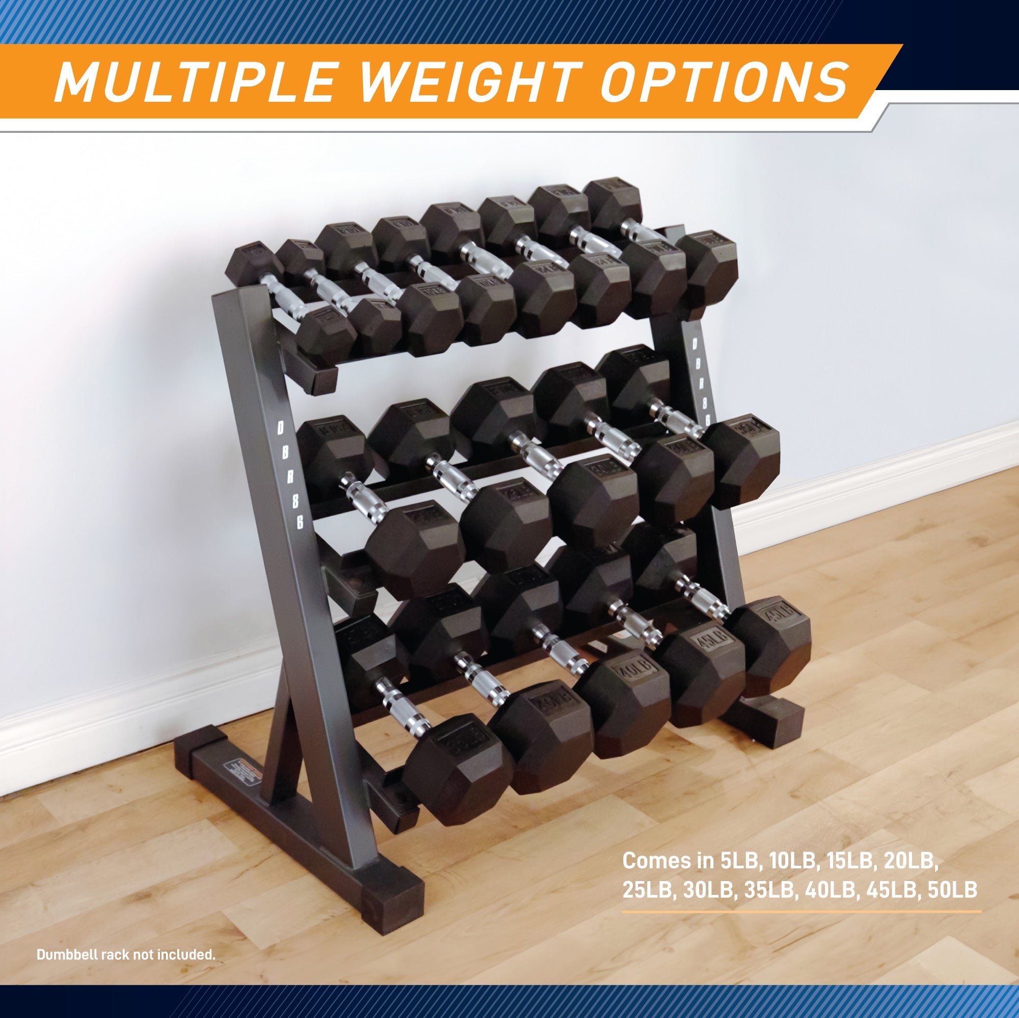 Marcy 45lb Rubber Hex Dumbbell | IBRH-045
