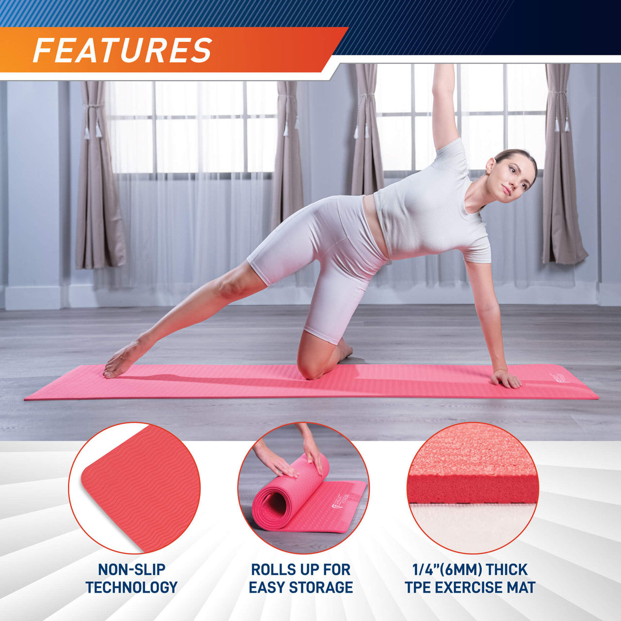 Exercise Mat 1/4” (6mm) thickness in multiple colors | MAT-06 Circuit Fitness