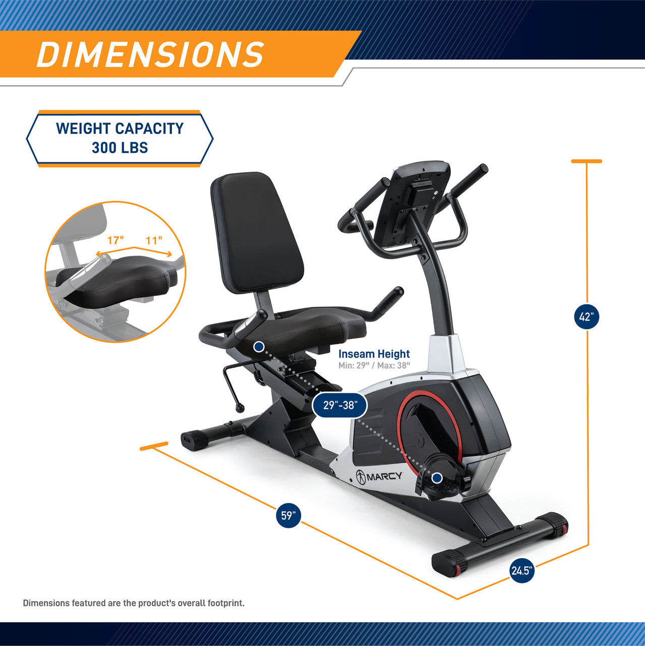 Regenerating Magnetic Recumbent Bike | Marcy ME-706