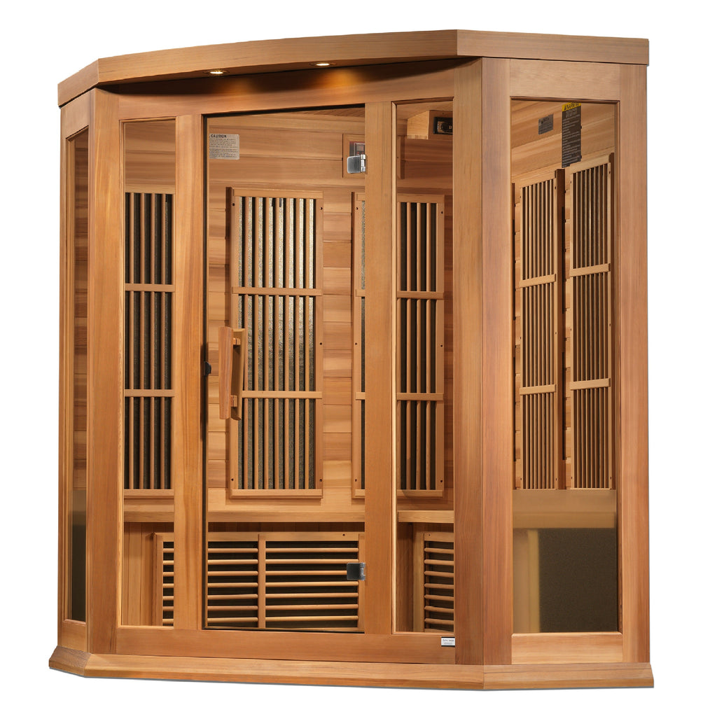 Maxxus "Avignon" 3 Person Corner Near Zero EMF FAR IR Sauna (MX-K356-01-ZF CED / MX-M356-01-ZF CED)