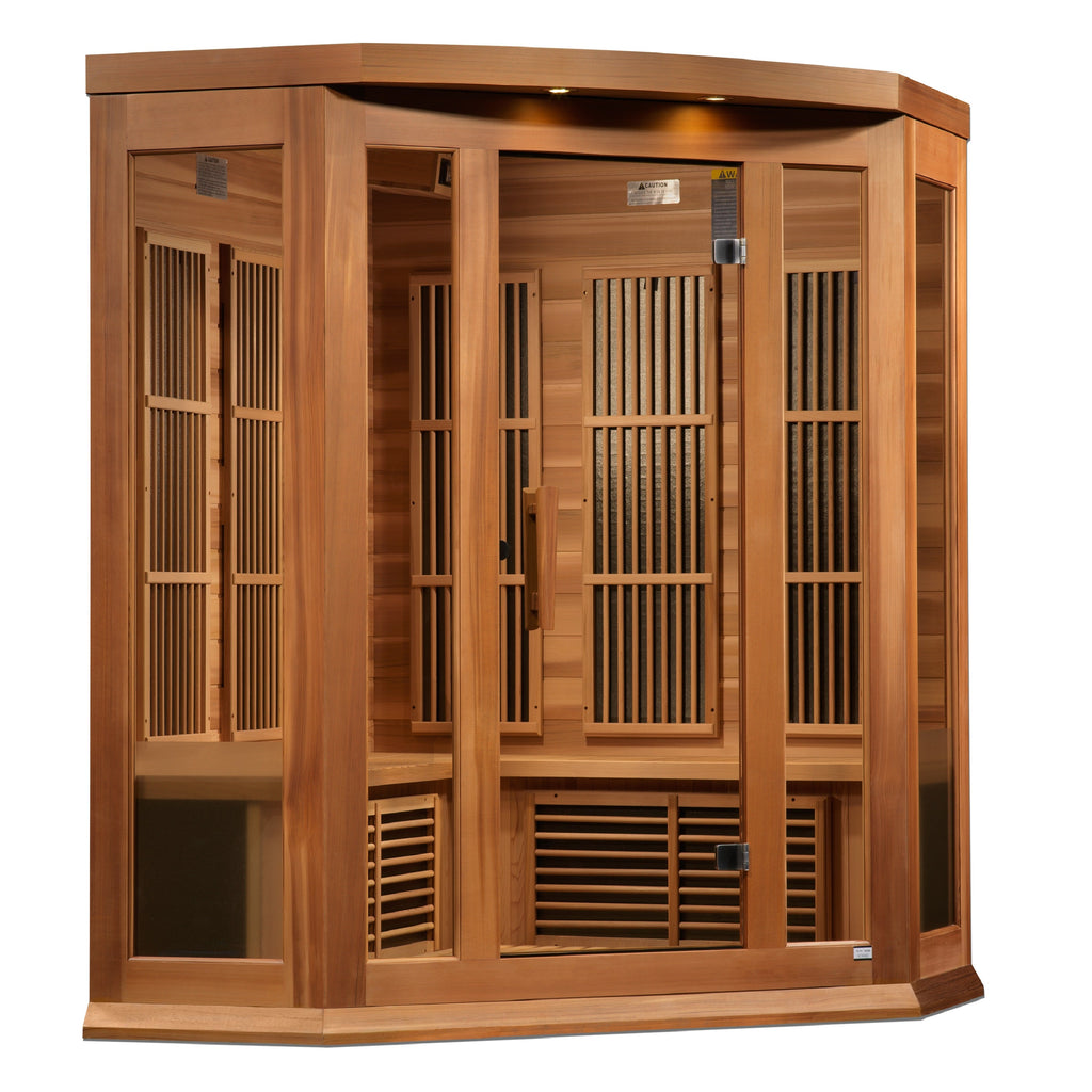 Maxxus "Avignon" 3 Person Corner Near Zero EMF FAR IR Sauna (MX-K356-01-ZF CED / MX-M356-01-ZF CED)