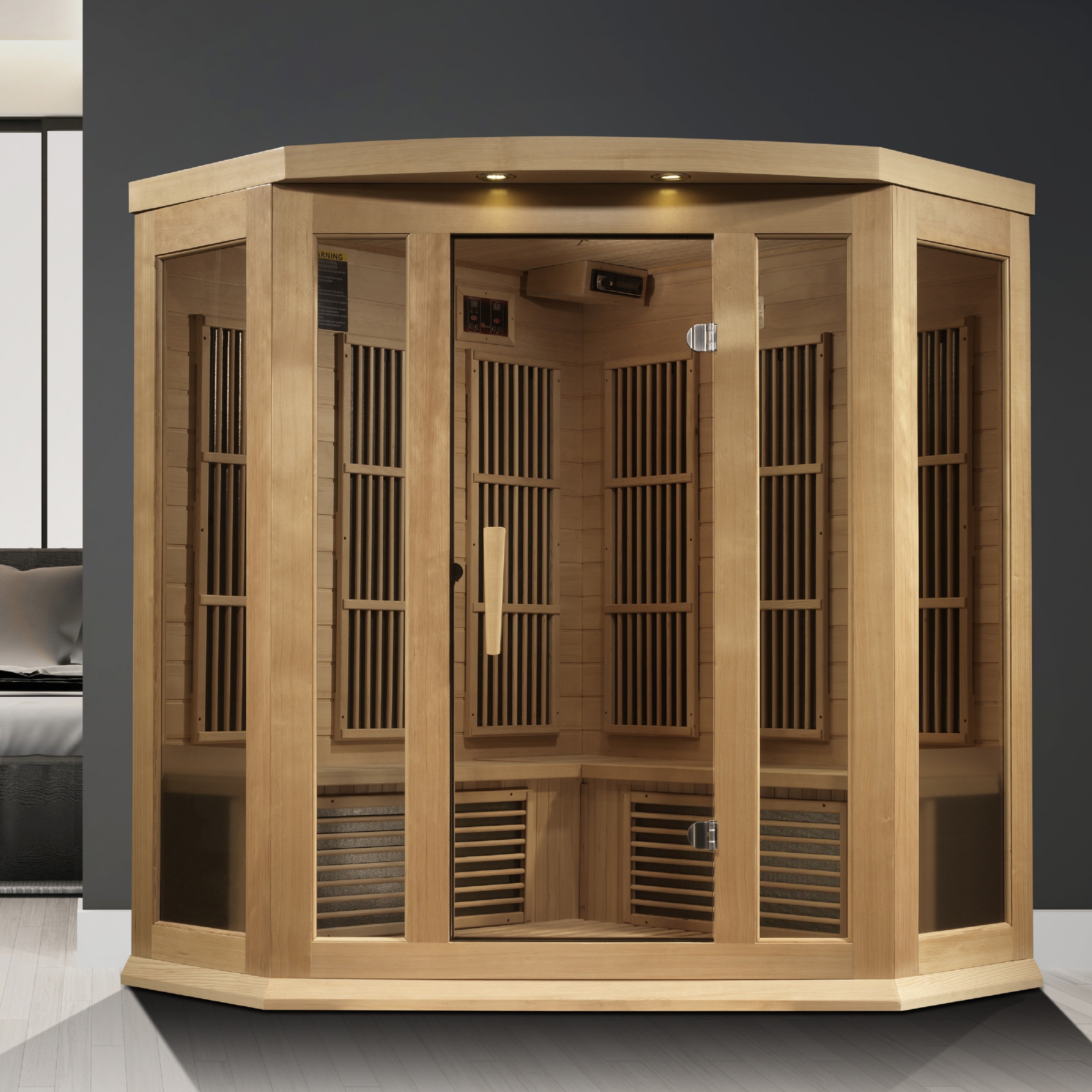 Maxxus 3 Person Corner Near Zero EMF FAR IR Sauna (MX-K356-01-ZF HEM)
