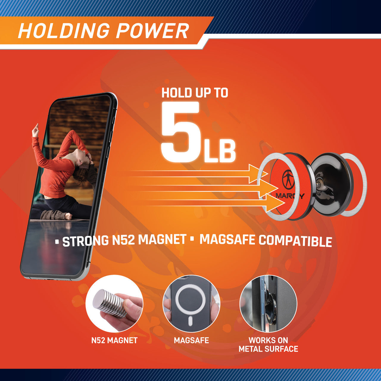 Magnetic Phone Mount with Dual Rotating Magnetic Heads | Marcy
