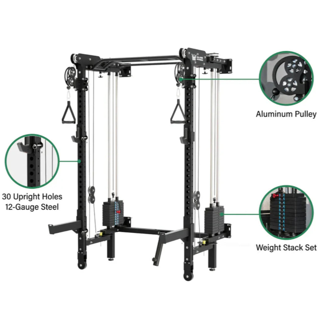 Major Fitness F35 Pro Wall-Mount Folding Power Rack Home Gym