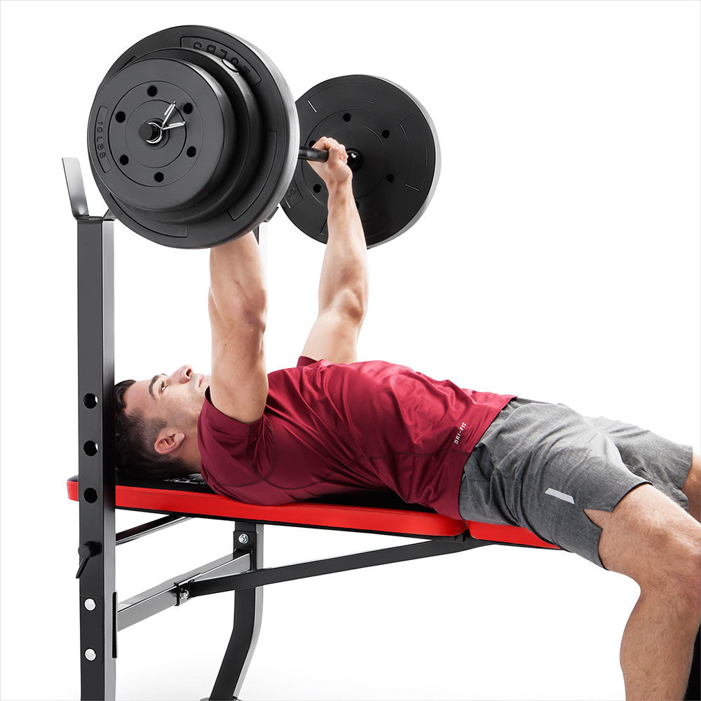 Marcy Pro Standard Weight Bench with 100 lb Weight Set | PM-2084