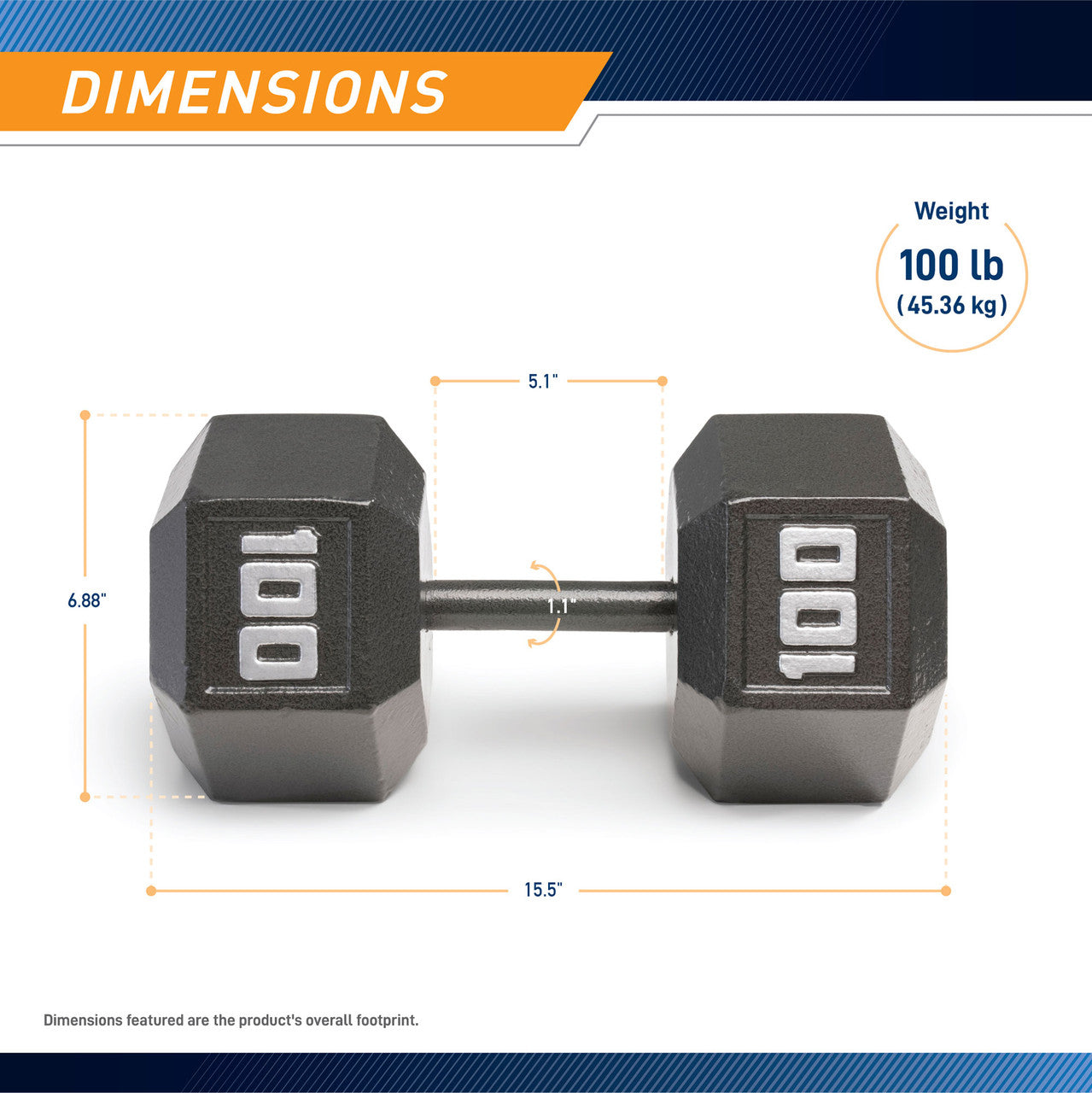 Marcy 100lb Hex Dumbbell | IV-2100