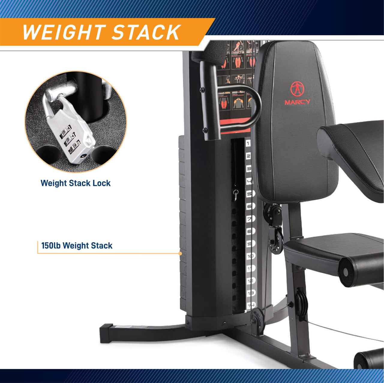 Marcy 150lb Stack Weight All-in-One Home Gym | MWM-8178