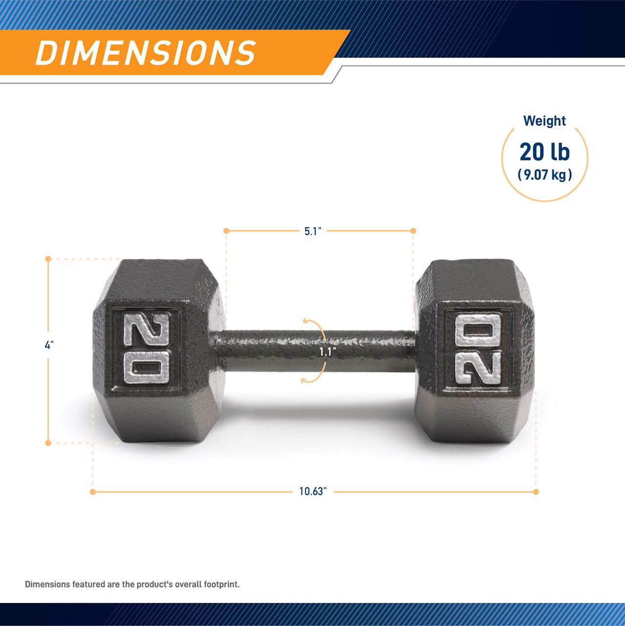 Marcy 20lb Hex Dumbbell| IV-2020