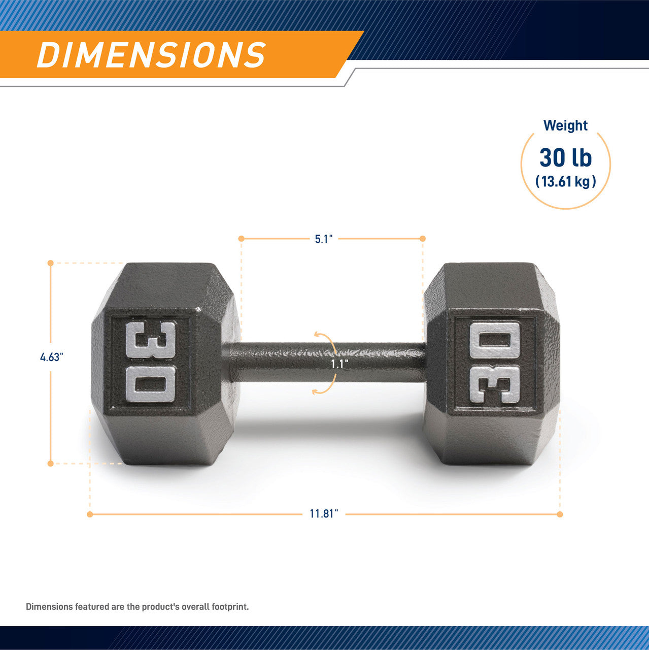 Marcy 30lb Hex Dumbbell| IV-2030