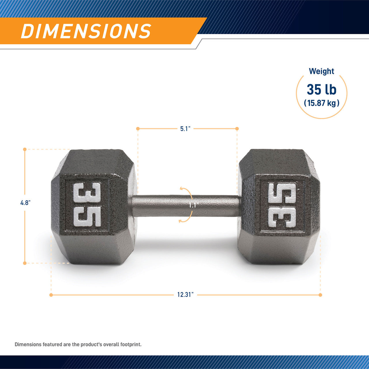 Marcy 35lb Hex Dumbbell| IV-2035