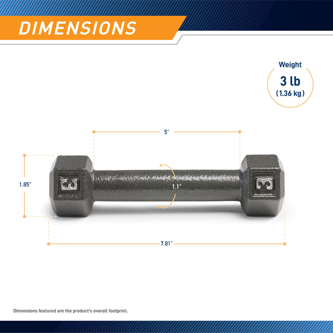 Marcy 3lb Hex Dumbbell | IV-2003