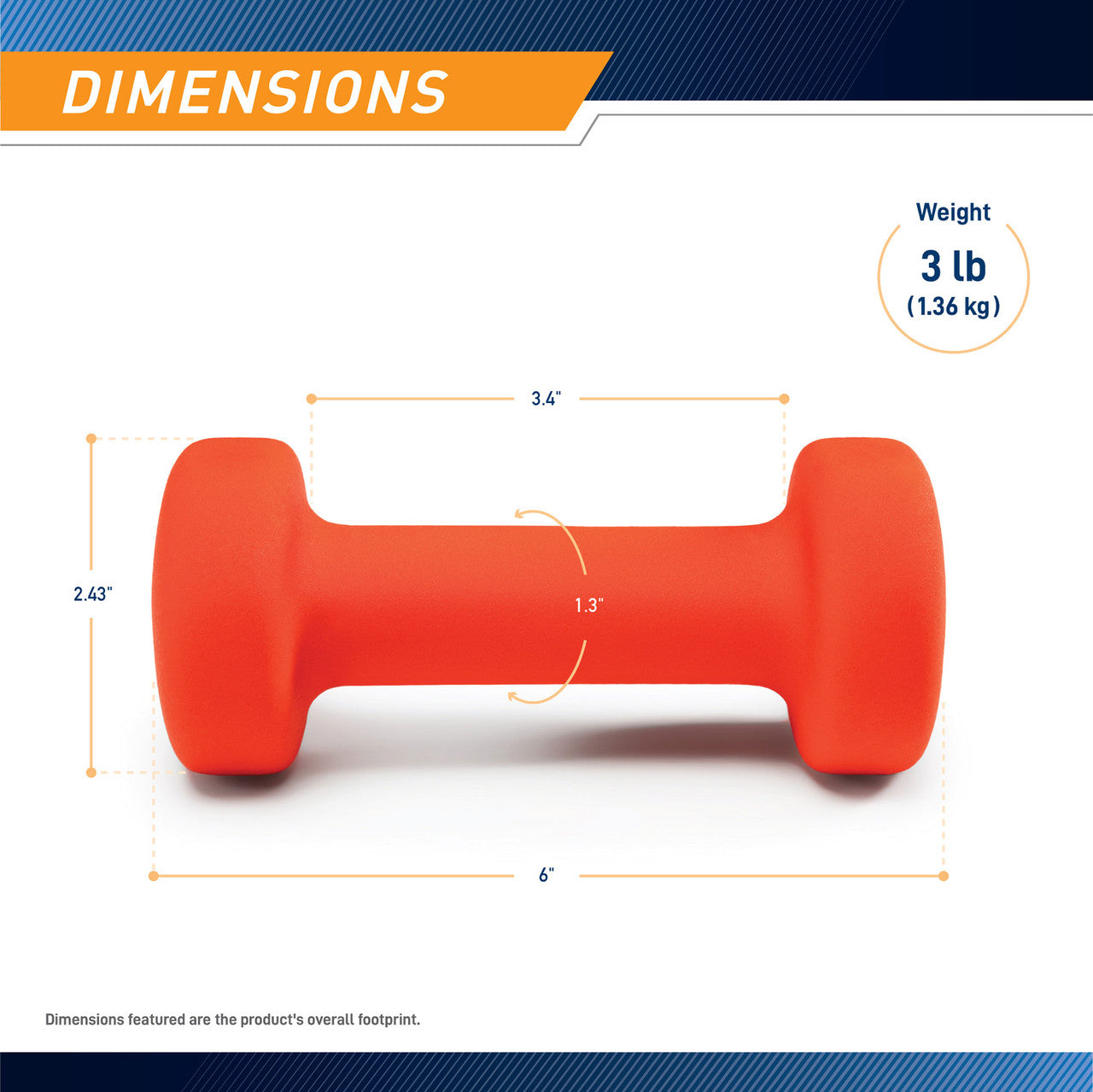 Marcy 3lb Neoprene Dumbbell| INE-003