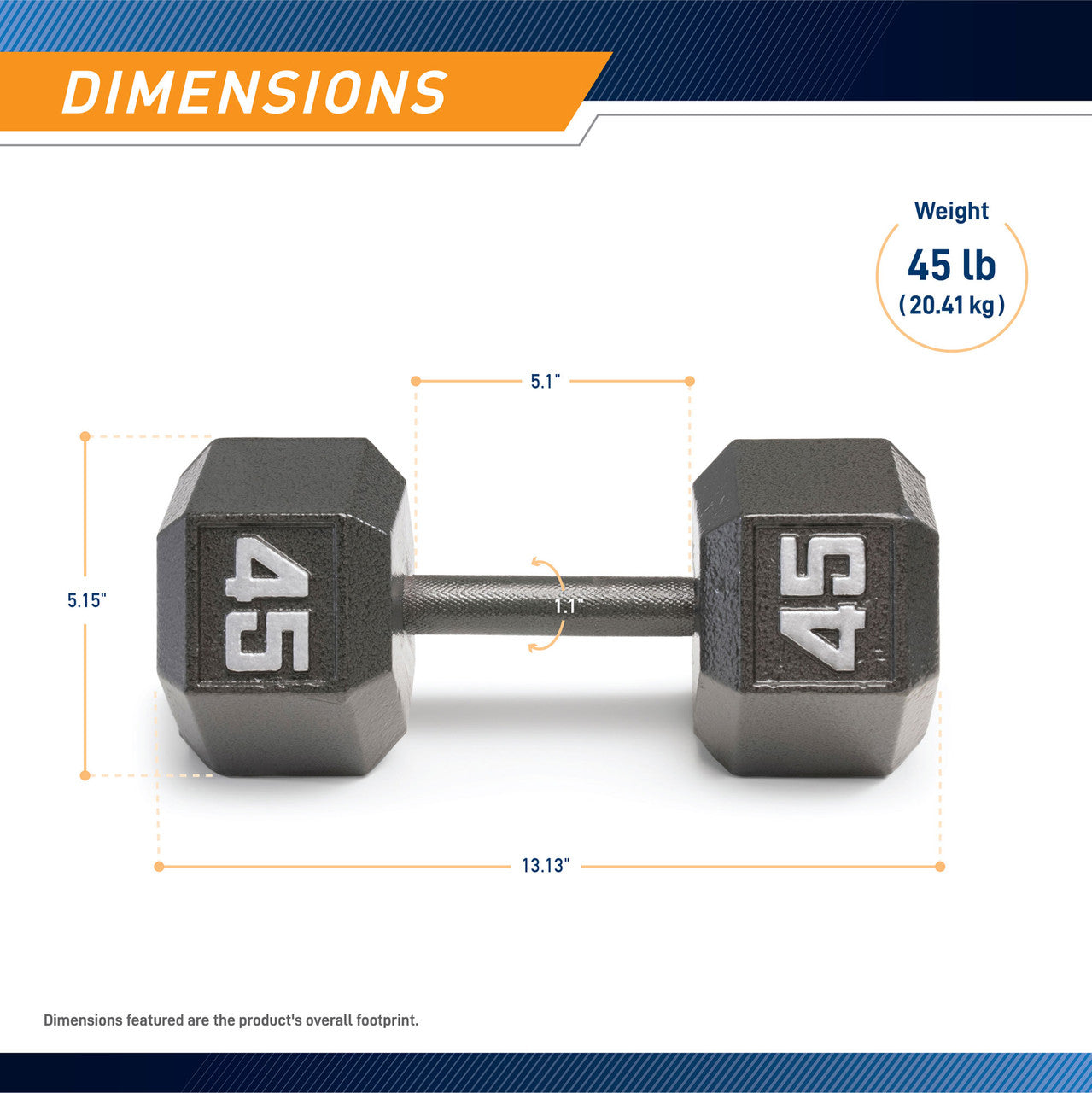 Marcy 45lb Hex Dumbbell| IV-2045