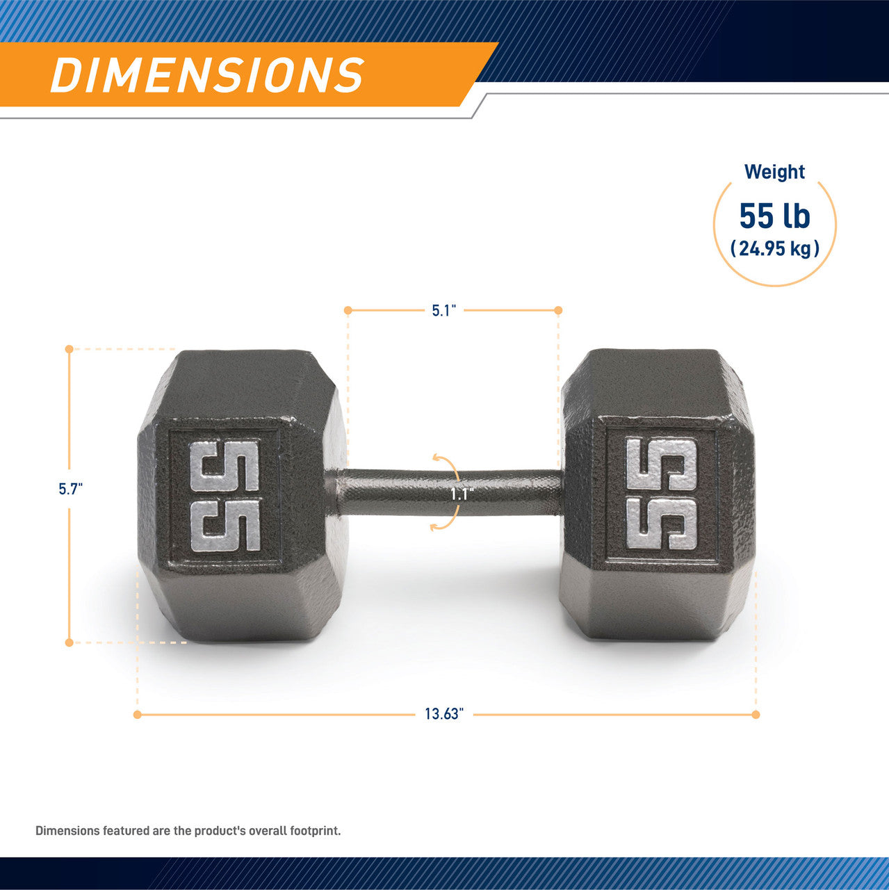 Marcy 55lb Hex Dumbbell | IV-2055