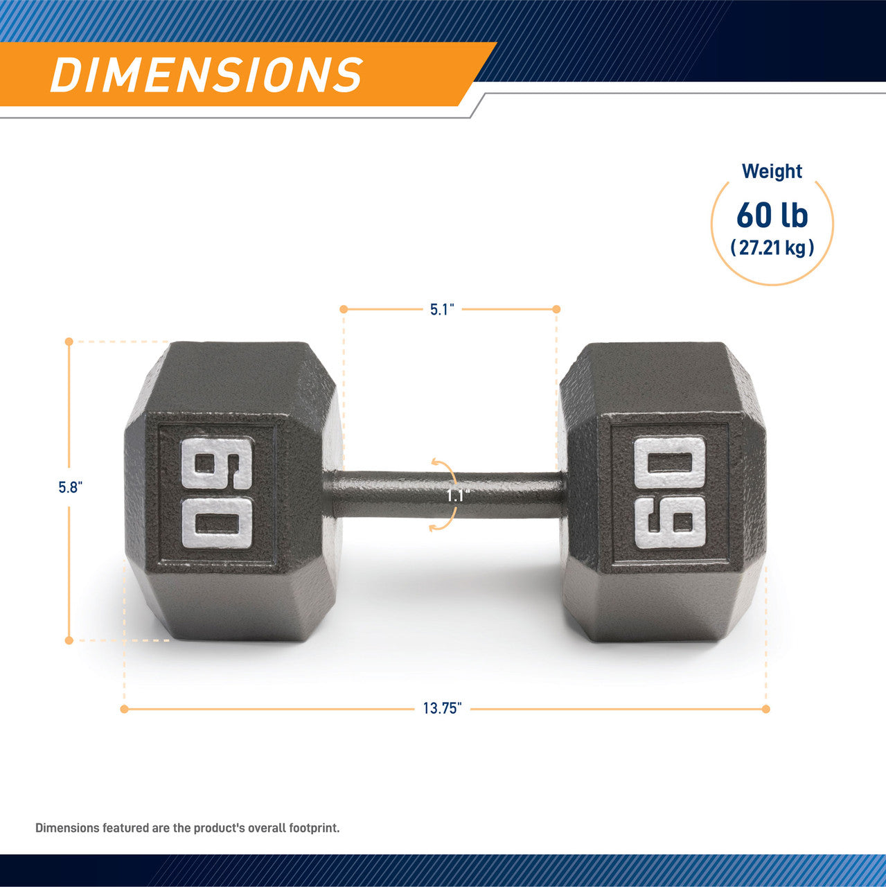 Marcy 60lb Hex Dumbbell | IV-2060