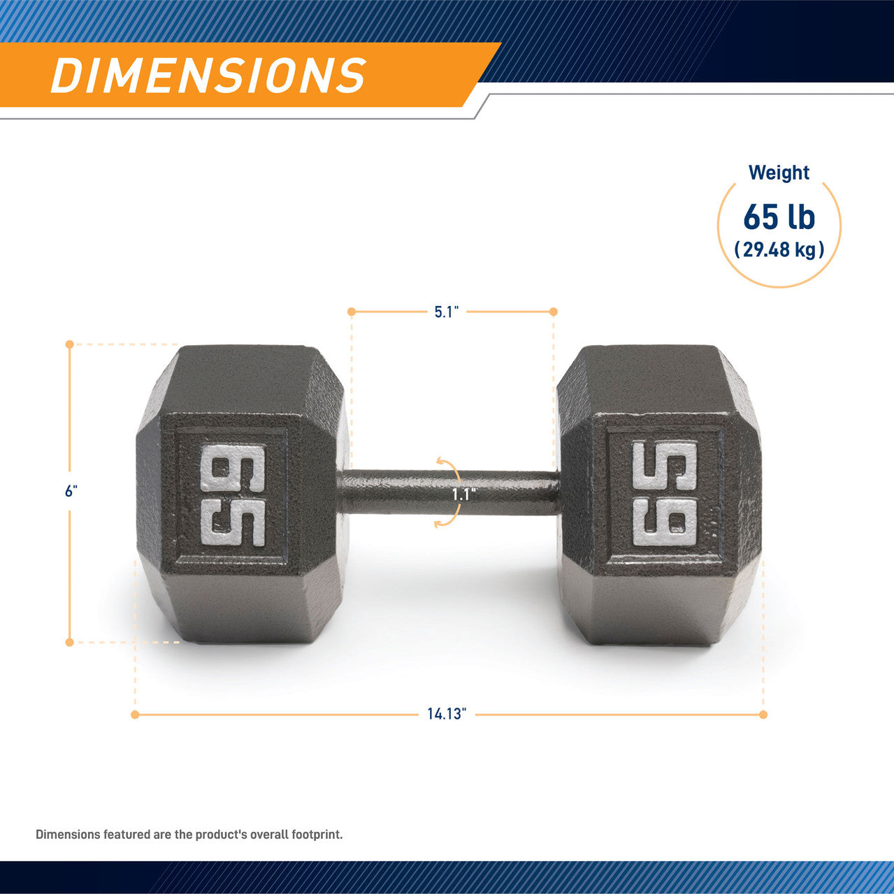 Marcy 65lb Hex Dumbbell | IV-2065