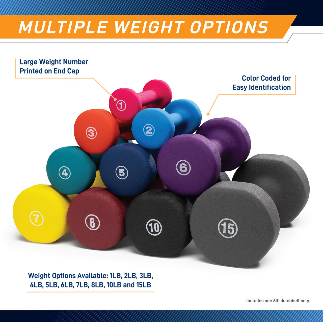 Marcy 6lb Neoprene Dumbbell| INE-006
