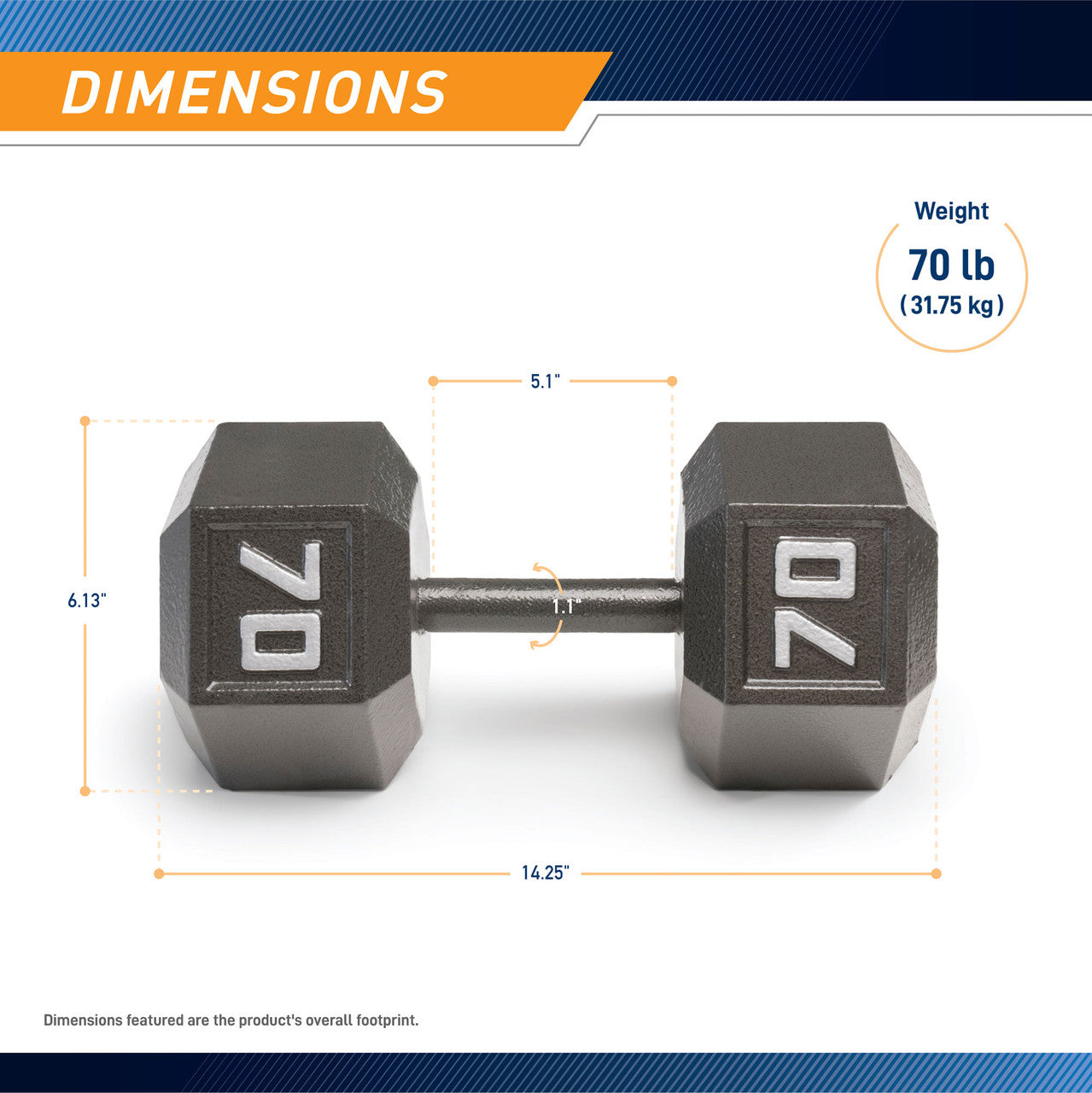 Marcy 70lb Hex Dumbbell | IV-2070